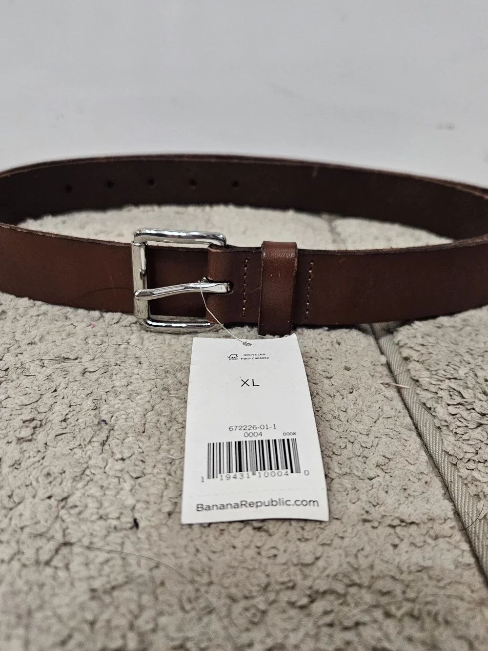 Banana Republic Brown Leather Belt with Silver Buckle Size XL NWT